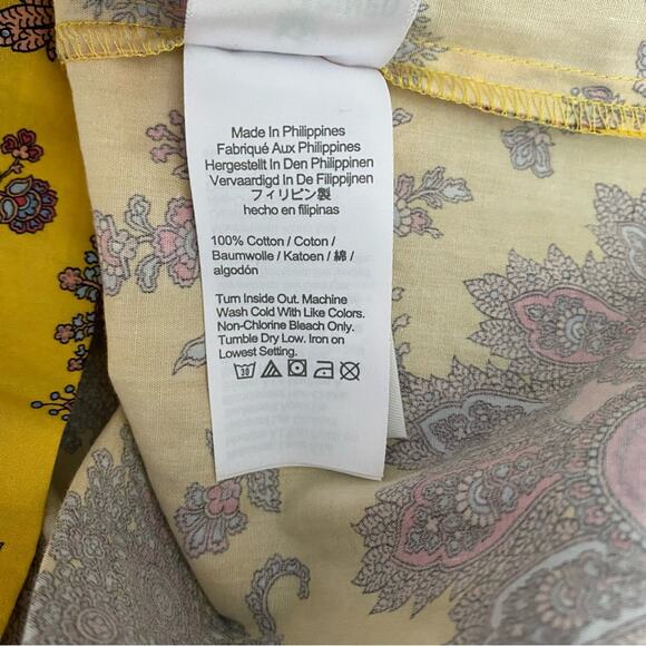 J. Crew Collection Tie Neck Cotton Poplin Yellow Ratti Blouse size XXS - Picture 7 of 8